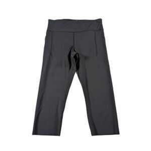 Rabbit Capri Leggings Womens S Black Running Athletic Tights Zip Pocket Stretch